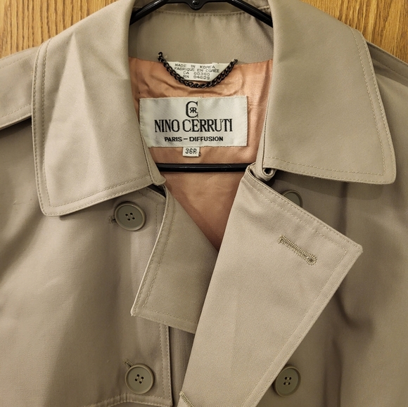 New Vintage (1970) Nino Cerruti Designer Double Breast Trench Coat 36R Tan - Picture 5 of 12
